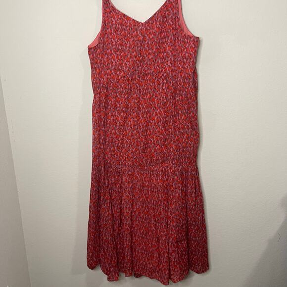 Joie Bondi Tiered Sleeveless V-Neck Maxi Dress Tea Rose Red Women’s - Size L - Picture 4 of 8
